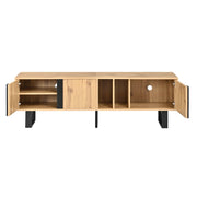 Mobile TV con 3 ante e 2 vani aperti; passacavi - per soggiorno - 160×40×50 cm - naturale