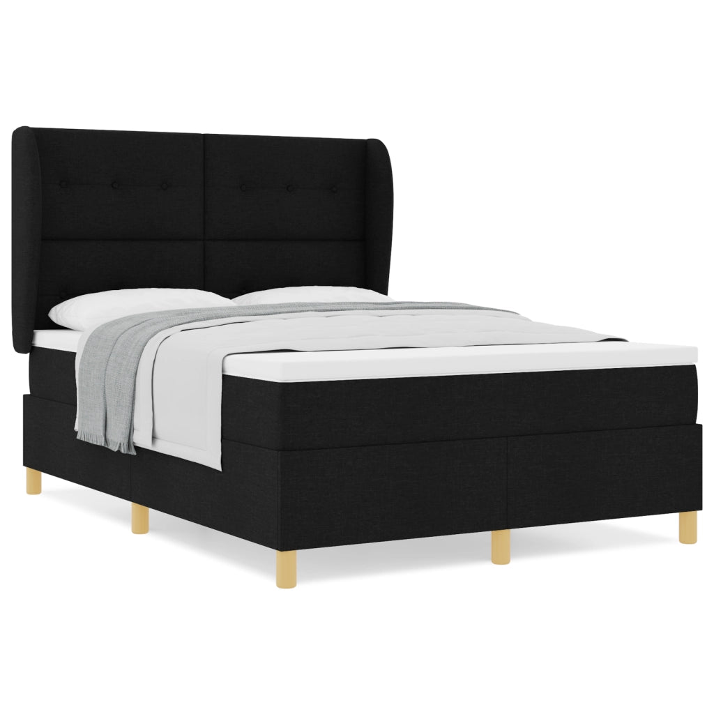 Letto Box Spring con Materasso Nero 140x200 cm