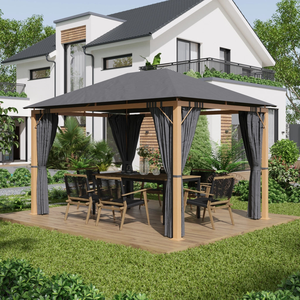 Tenda da giardino rettangolare con tende e copertura in poliestere ¨C Zephmum ¨C 4x3 m struttura in alluminio
