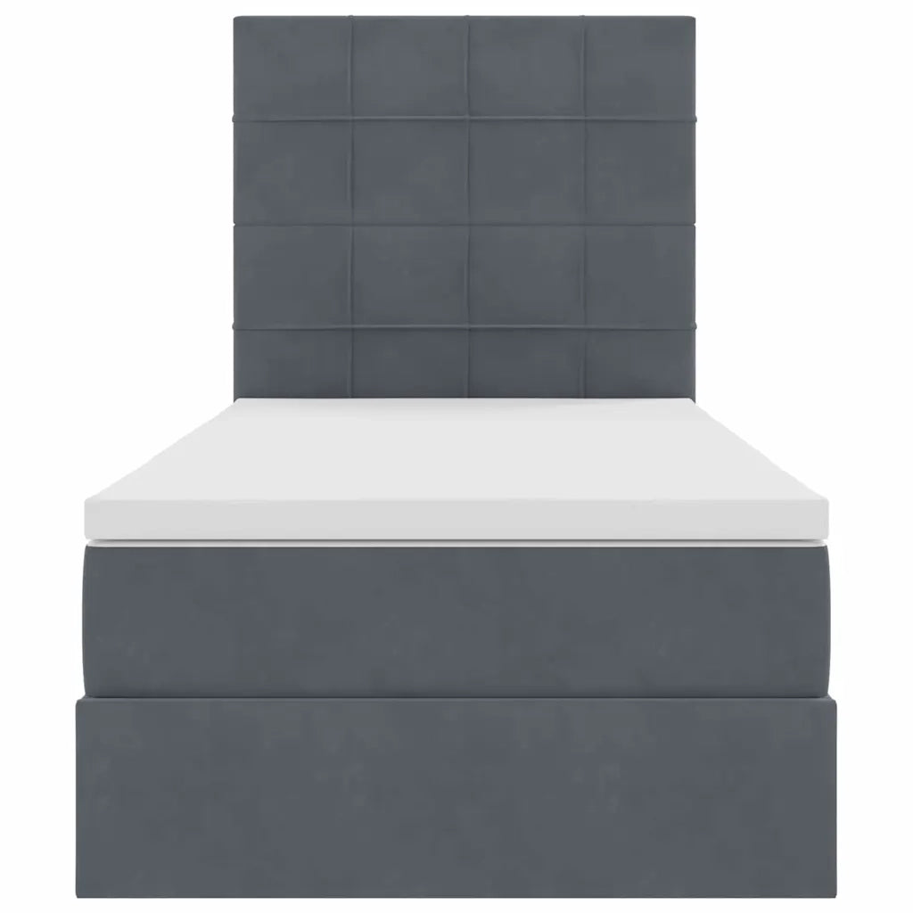 Letto con contenitore e materasso Grigio scuro 100 x 200 cm