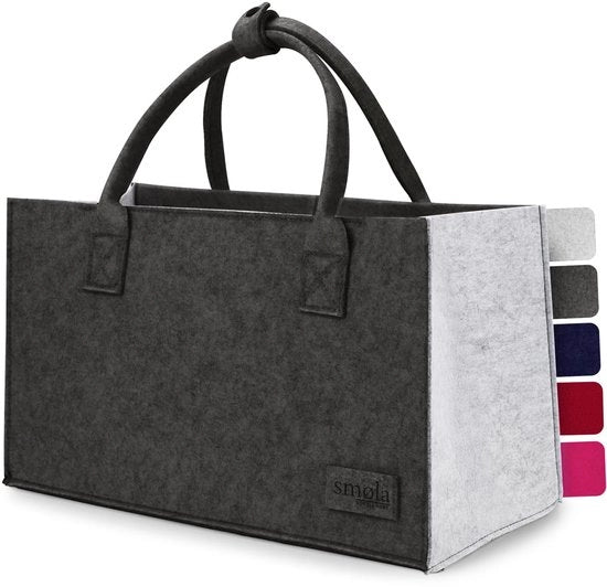 tas opvougbare con raccordo interno con cerniera tas con manico per trasporto tas per mercato tas in vilten con tono antracite e grigio chiaro