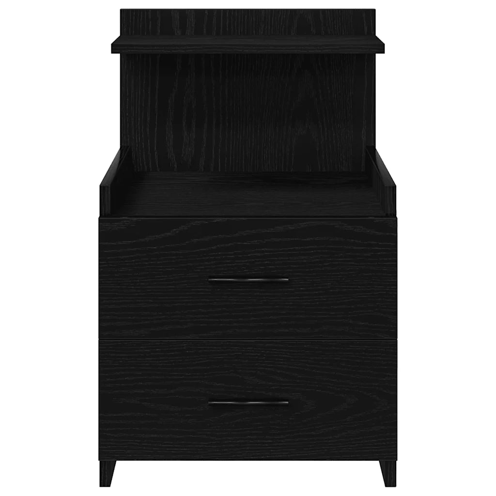 Comodino con 2 cassetti Nero 40x36,5x62 cm