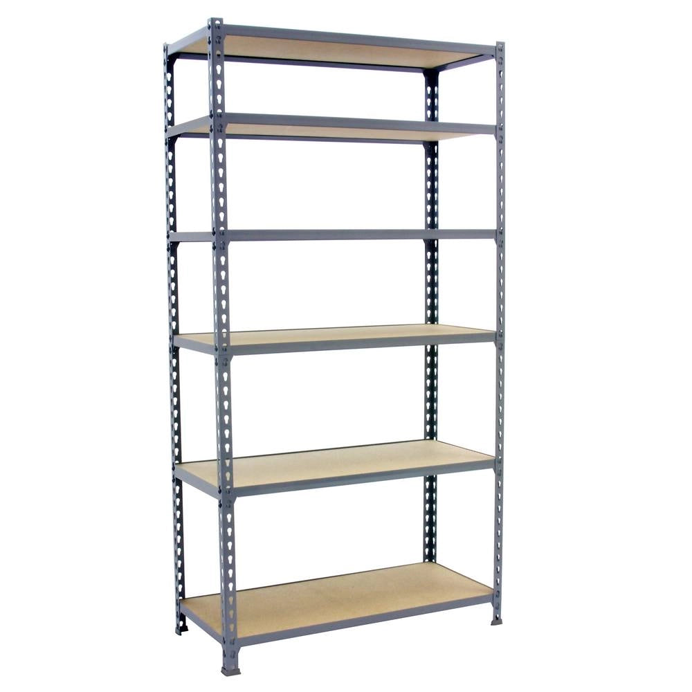 Scaffale in metallo Simon Rack senza viti colore grigio/legno 6 ripiani 2500x1100x300 mm Made in Spain