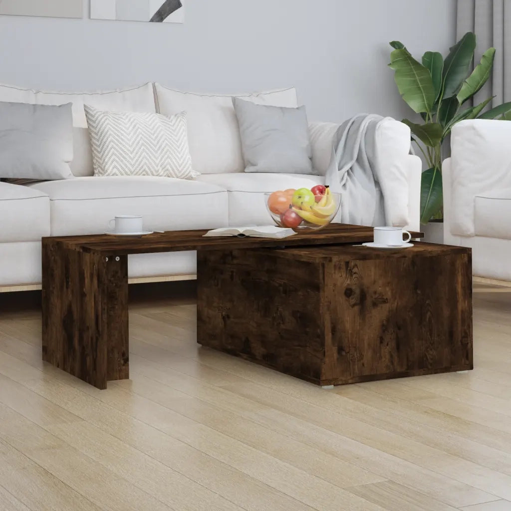 Tavolino da Salotto Rovere Fumo 150x50x35 cm Legno Multistrato 815468