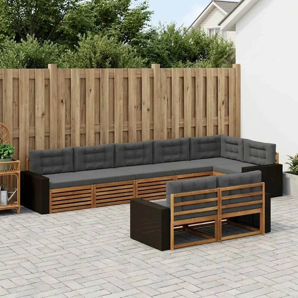 Set di divani da esterno con cuscino 8 pcs Naturale e Antracite