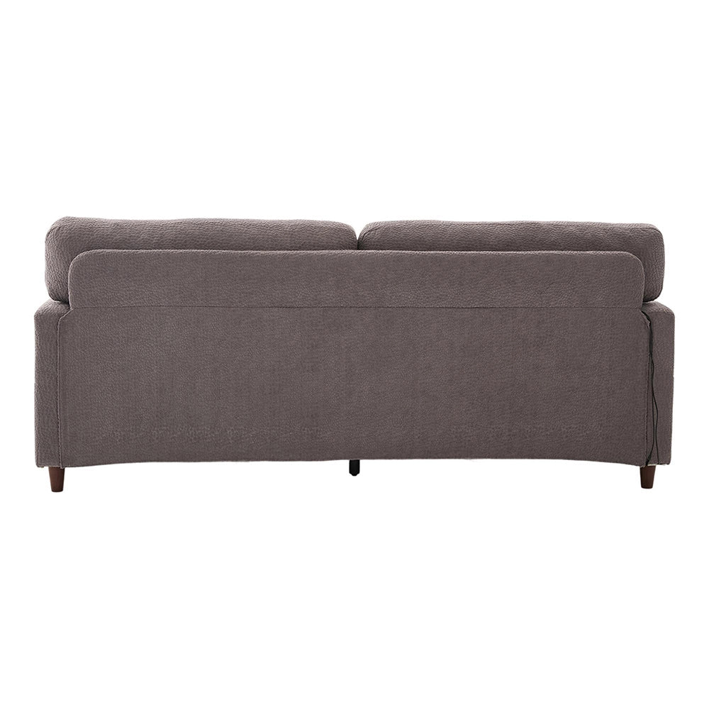 Divano 2 posti - Xylo - Chenille, LED, USB-C, porta bicchieri, grigio chiaro