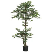 Albero Artificiale Pianta Artificiale Ficus Altezza 1,5 M Tronco Ramificazioni Rampicanti Lichene Foglie Grande Realismo Vaso Incluso