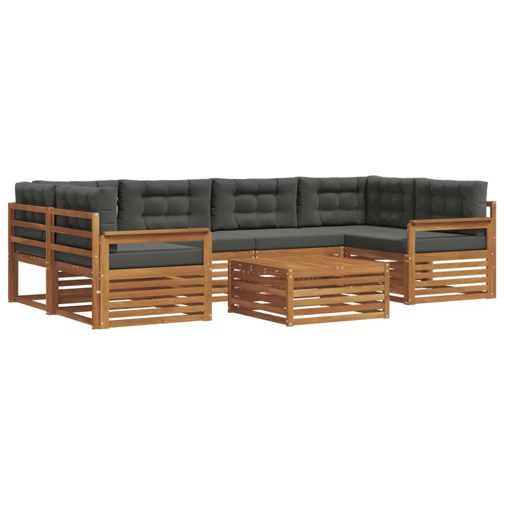Set di divani da esterno con cuscino 7 pcs Naturale e Antracite