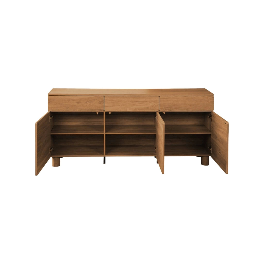 Credenza a 3 ante effetto legno, 3 cassetti , legno di nocciolo