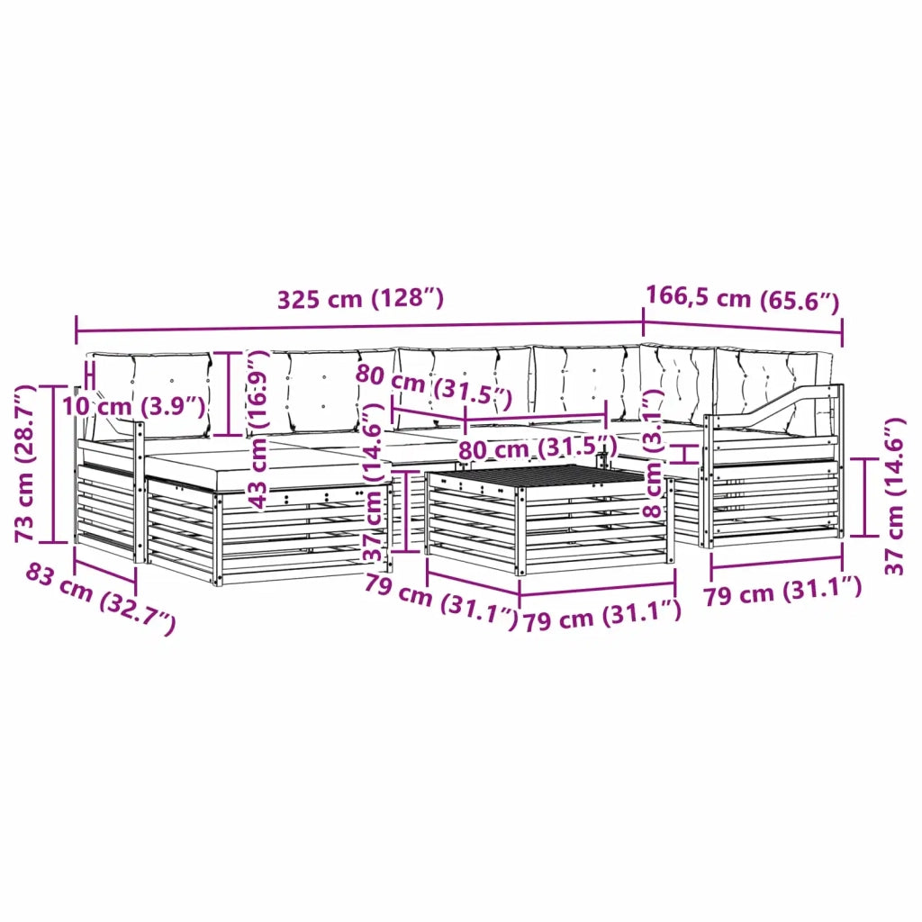 Set di divani da esterno 7 pz Bianco e Grigio Chiaro 3390821