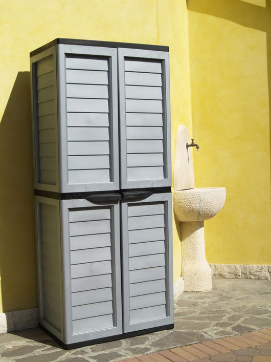 Armadio da Esterno in Resina Verde/Beige con Divisione Laterale Magnolia 75X50X180Cm