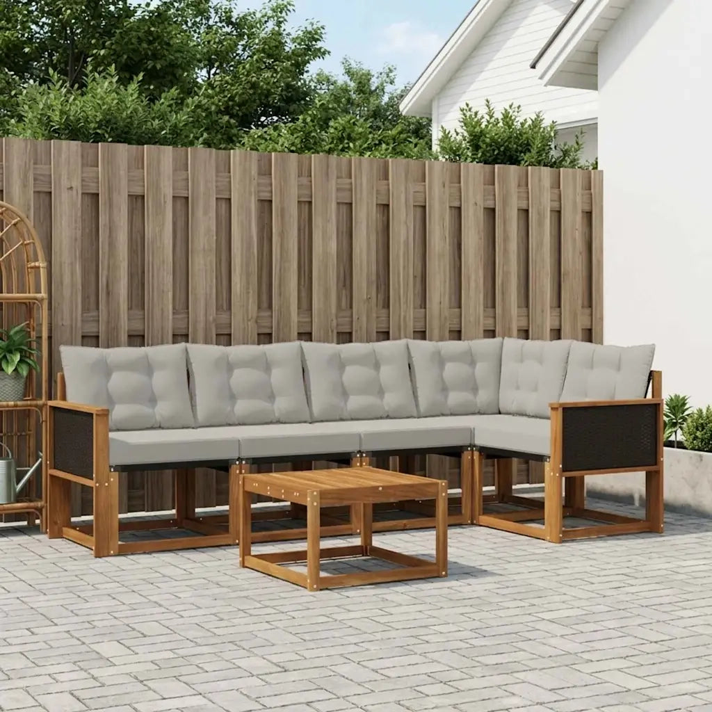 Set di divani da esterno 6 pcs Naturale e Grigio Chiaro 3381959
