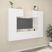 Set di Mobili Porta TV 6 pz-Credenza per TV Bianco in Legno Multistrato 142851