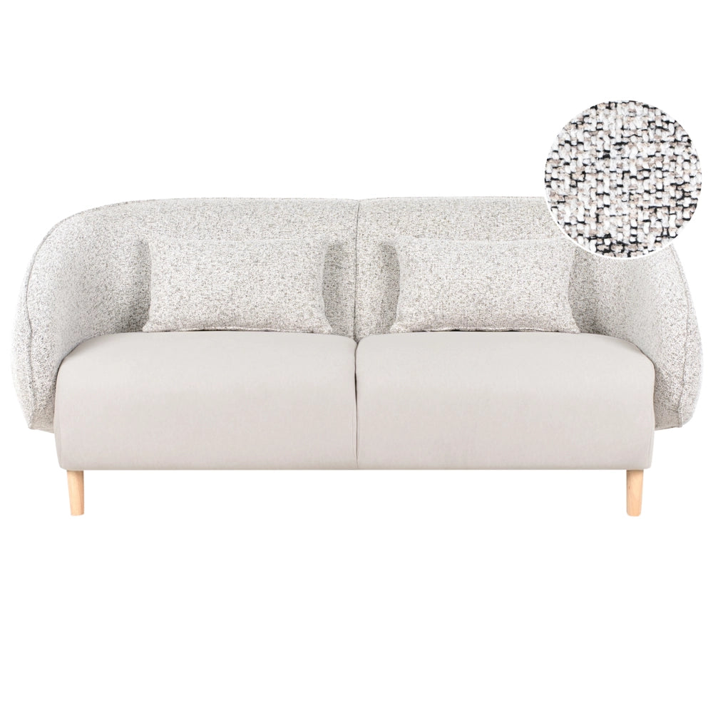 Divano a 3 posti Beige Chiaro Due Tessuti Tessuto Poliestere Morbido Design Curvo Stile Arte Decor Moderna