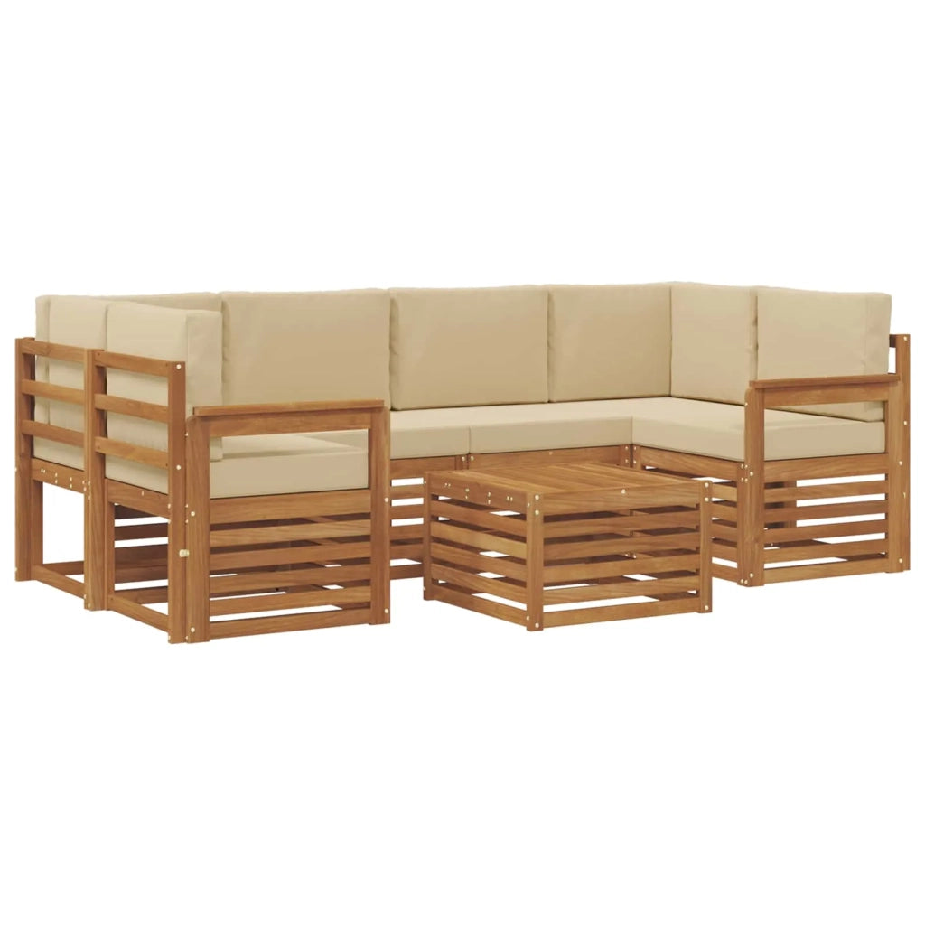Set di divani da esterno con cuscino 7 pcs Naturale e Beige 3374438