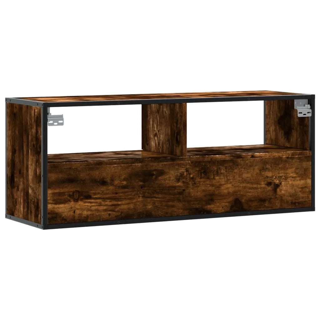 Mobile TV multimediale mensola TV credenza mobile TV sala da pranzo soggiorno camera da letto rovere affumicato 100 x 31 x 39,5 cm legno ingegnerizzato e metallo marrone 02_0027256