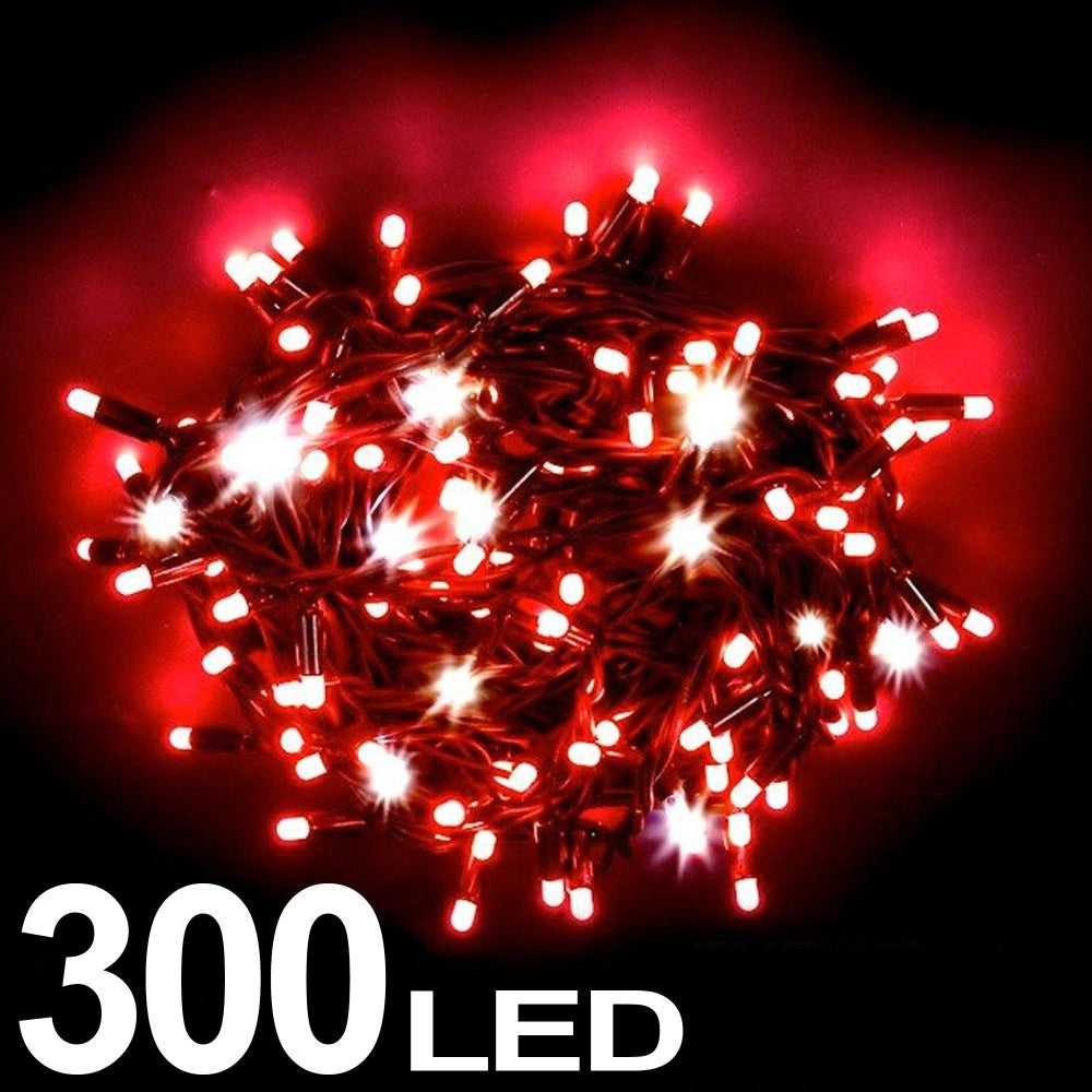 Trade Shop - Catena Luminosa 300 Led Colore Rosso Uso Interno Con Controller 8 Funzioni -