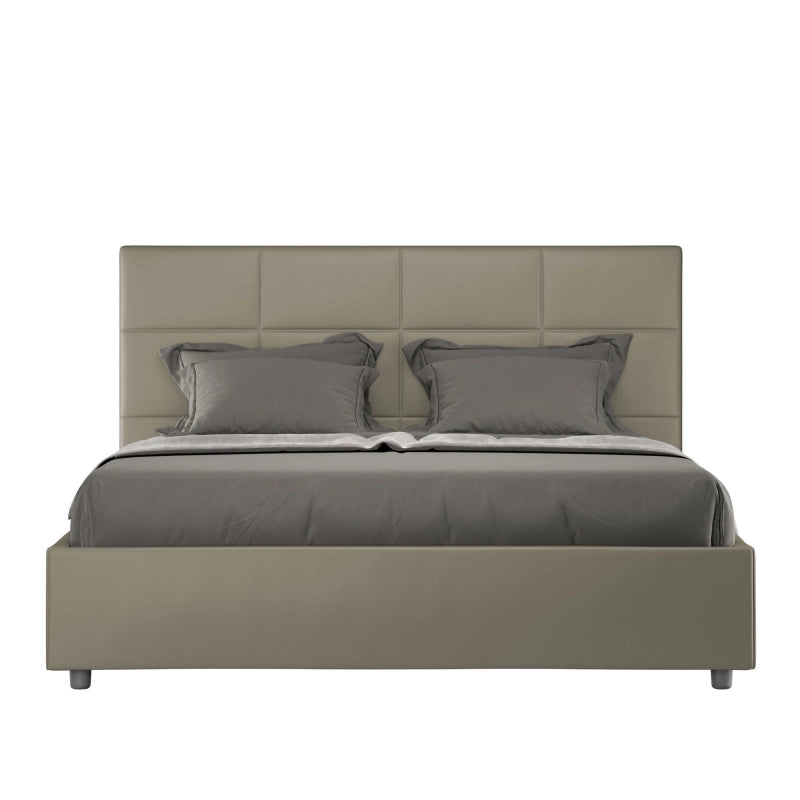 Letto imbottito Matrimoniale 160x210 cm Mika - Similpelle,Cappuccino,Con rete