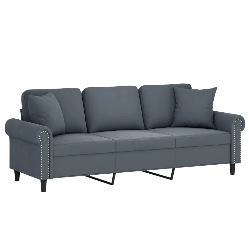 Divano a 3 Posti con Cuscini-Sofa 3 Posti con Cuscini Grigio Scuro 180 cm in Velluto 975274