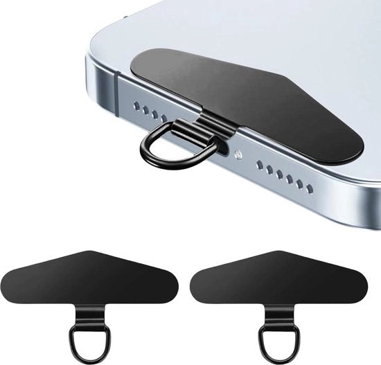 Pannelli universali per smartphone in acciaio inossidabile - catena multifunzionale per smartphone - patch per smartphone - 2 pezzi (nero)