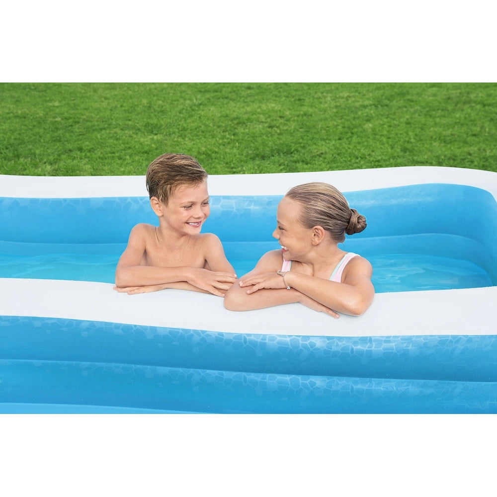 Trade Shop - Piscina Gonfiabile Familiare 305 X 183 X 46 Cm Rettangolare 2 Anelli Giardino 54150 -