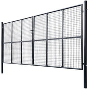 Cancello da Giardino in Rete di Acciaio Zincato 400x175 cm Grigio 143378