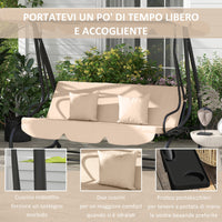 Dondolo Letto da Giardino 3 Posti 200x120x164 cm Marrone Chiaro