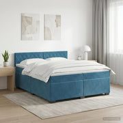 Letto box spring con materasso Blu Scuro 200 x 200 cm Velluto 3450780