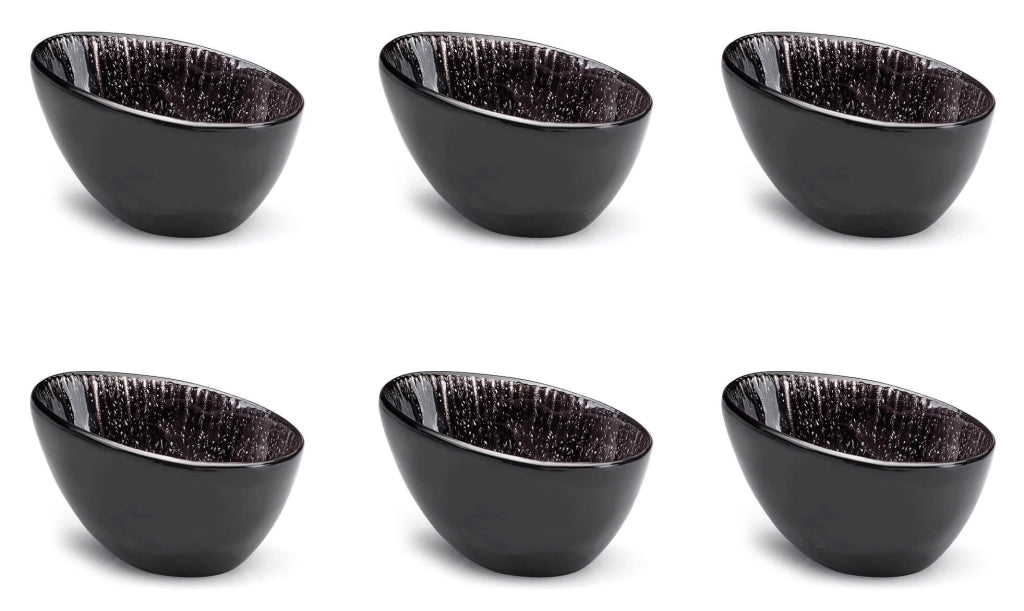 Set 6 Coppette Oblique 10,5x7,5x6 cm in Gres Kaleidos Sirius Nere