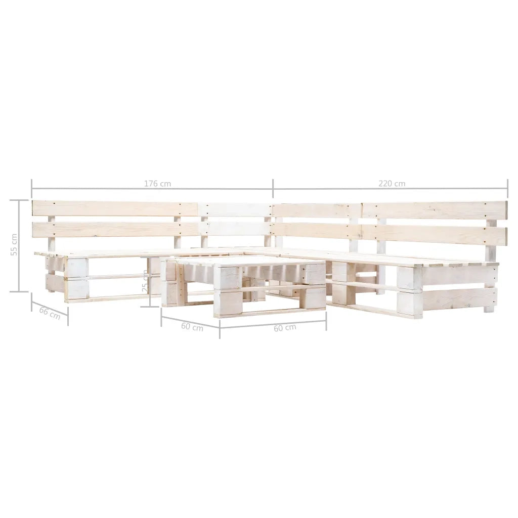 Set Divani da Giardino su Pallet 4 pz in Legno Bianco 277387