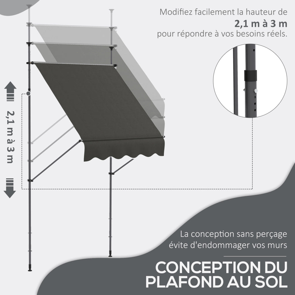 Bancone da lavoro ¨C zephmum ¨C grigio scuro metallo poliestere 150x120x210-300cm