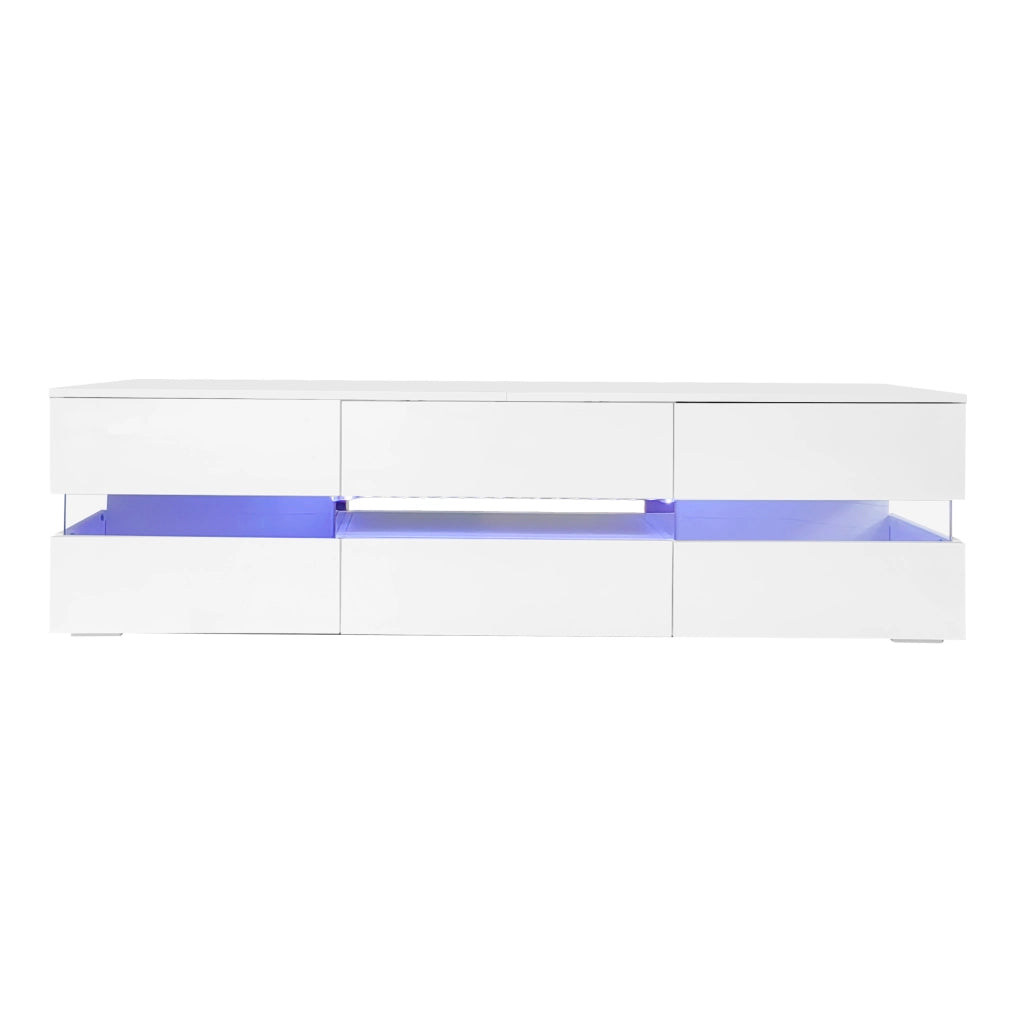 Mobile TV 160 cm bianco con illuminazione LED e apertura a pressione