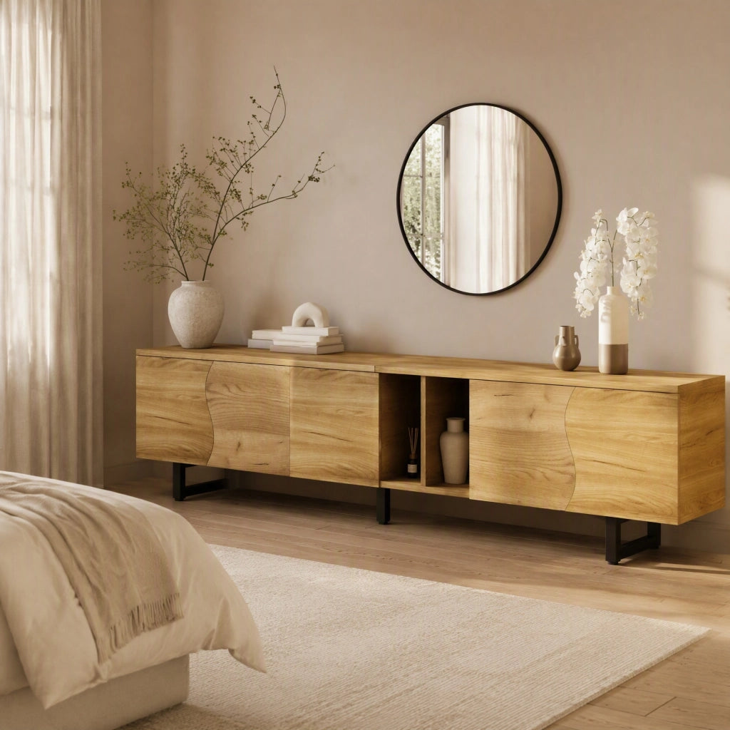 MOBILE TV 191x38x46,5 cm in MDF e Truciolare Naturale