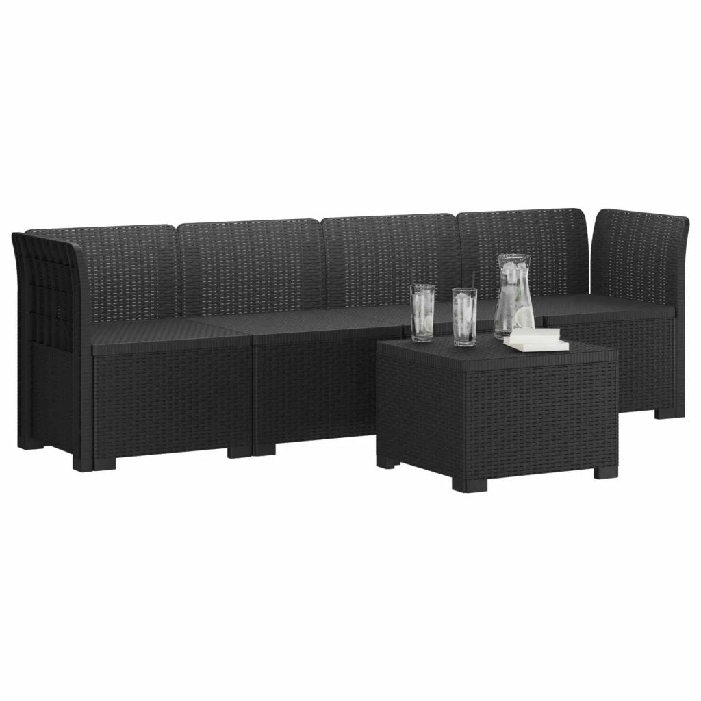 Divano da Giardino a 4 Posti in Stile Rattan PP Antracite 3443850
