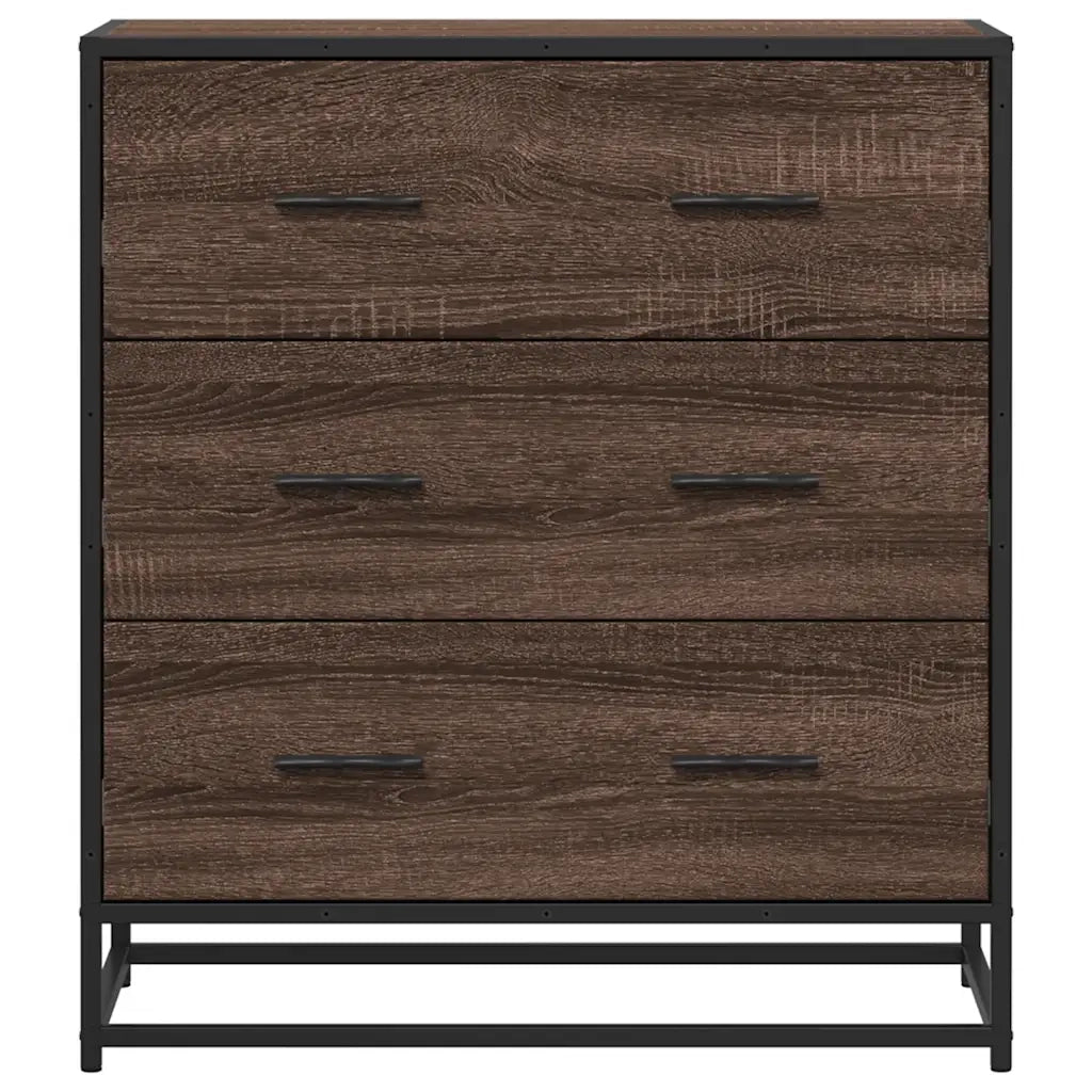 Credenza Rovere Marrone 68x35x76 cm in Truciolato e Metallo 848973