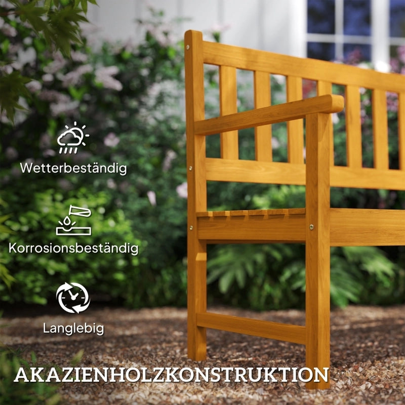 Panchina da giardino a 2 posti in legno resistente alle intemperie con tavolino pieghevole per balcone e giardino teak