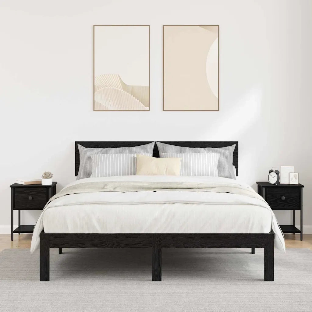 Set di 2 Comodini | Armadio da Notte | Mobiletto da notte Rovere Nero 34 x 35,5 x 45 cm Legno multistrato