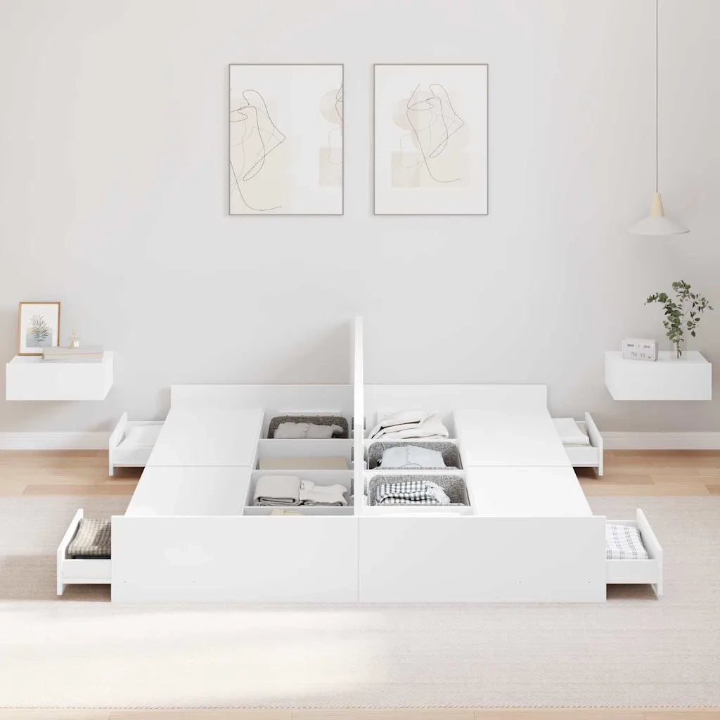 Struttura letto con contenitore Bianco 135 x 190 cm 3335317