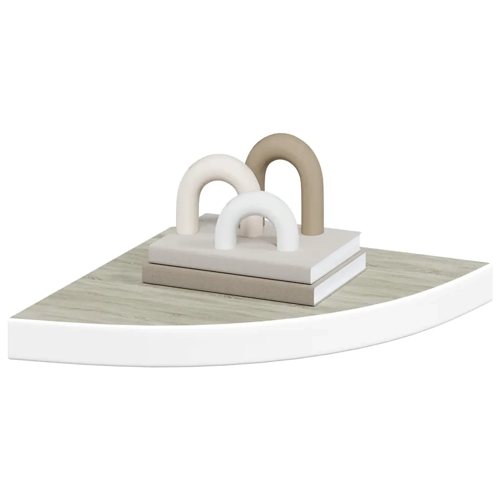 Mensola Angolare Rovere e Bianco 35x35x3,8 cm in MDF 326639