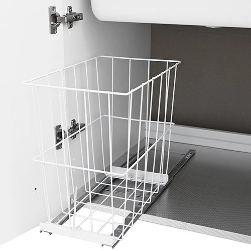 Lavatoio 60X50 2 ante con mobile in nobilitato idrofugo W100 e cesto estraibile - Bianco