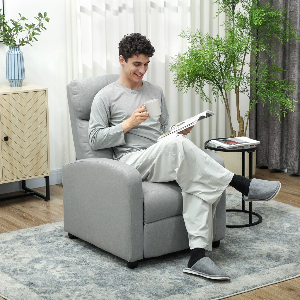 Poltrona relax reclinabile 135¡ã ¨C Xylo ¨C tessuto lino-poliestere grigio chiaro con poggiapiedi