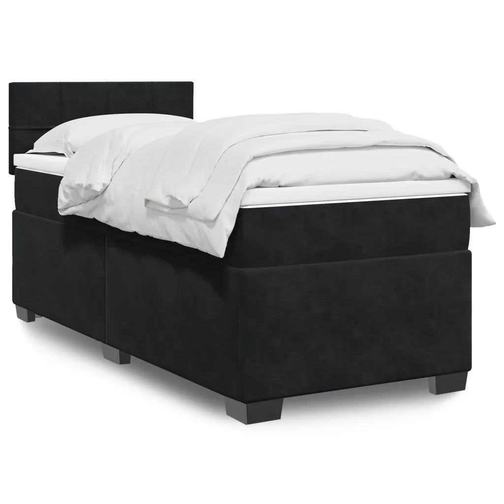 Giroletto a Molle con Materasso Nero 90x200 cm in Velluto 3288524