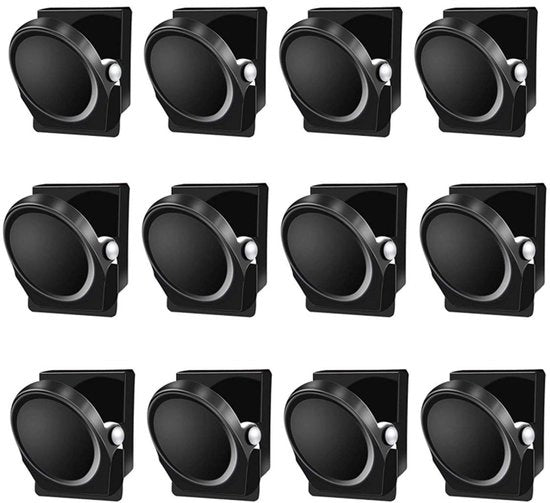 Magneetti per frigorifero in metallo, set da 12 pezzi nero, per uso su whiteboard, muro, nota e cartellino magnetico, per cucina
