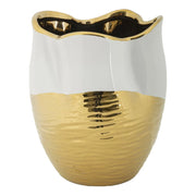 Vaso Lux in ceramica bianca e oro 20x25 cm