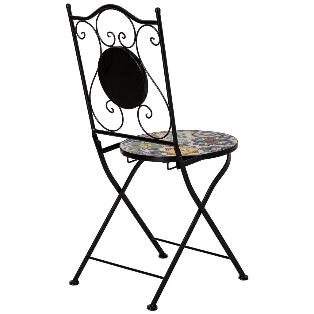 Tavolo e 2 sedie, metallo Blu, 60x60x75h cm, 38x46x90h cm