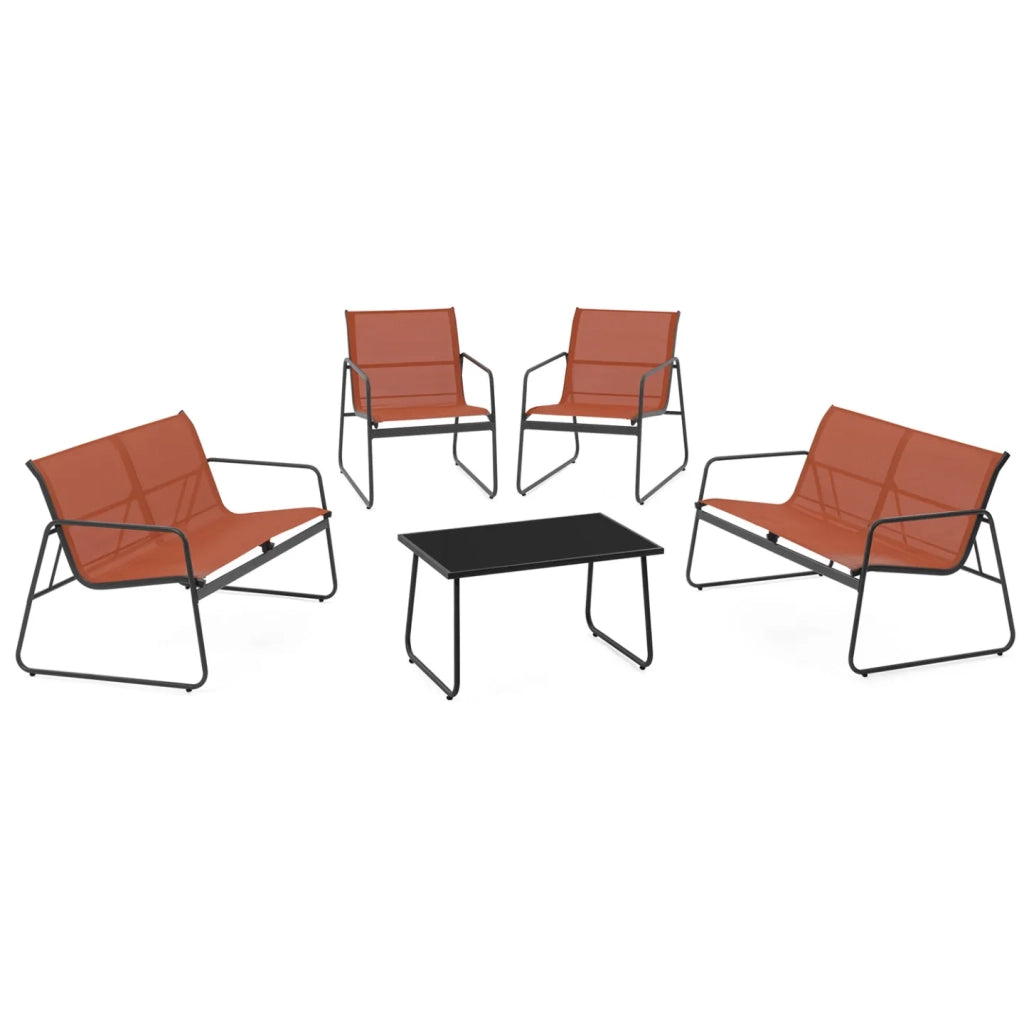 IDMarket - Set di mobili da giardino bassi MALAGA a 6 posti con 2 divani, poltrone e tavolo in terracotta