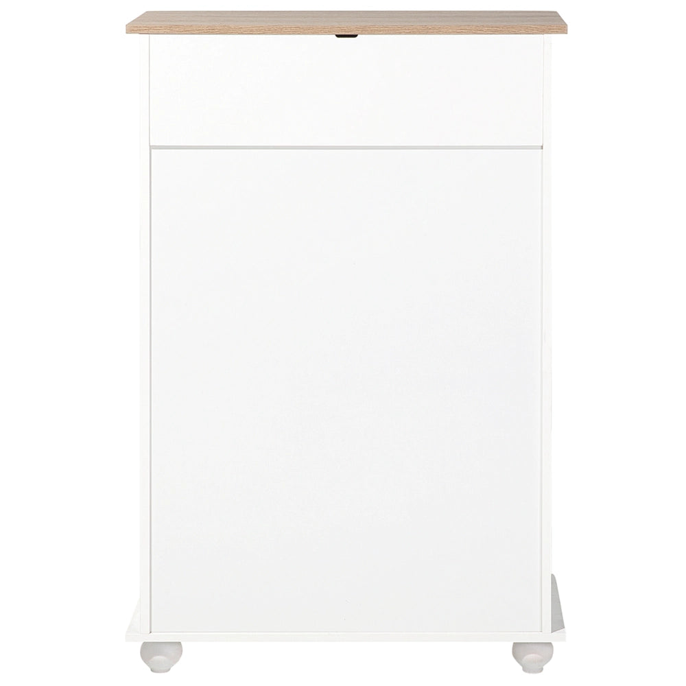 Cassettiera bianca con legno chiaro 5 cassetti credenza contenitore in stile scandinavo minimalista