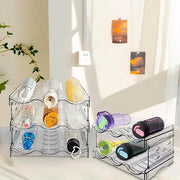 Flessierecipienti, flessierecipienti sovrapposti, organizzatore di bottiglie per frigorifero, contenitore di plastica per vino, organizzatore di bottiglie a 3 livelli per 9 bottiglie per piano cottura