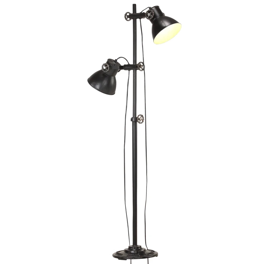 Lampada da Pavimento con 2 Paralumi Nera E27 in Ghisa CFW5670979