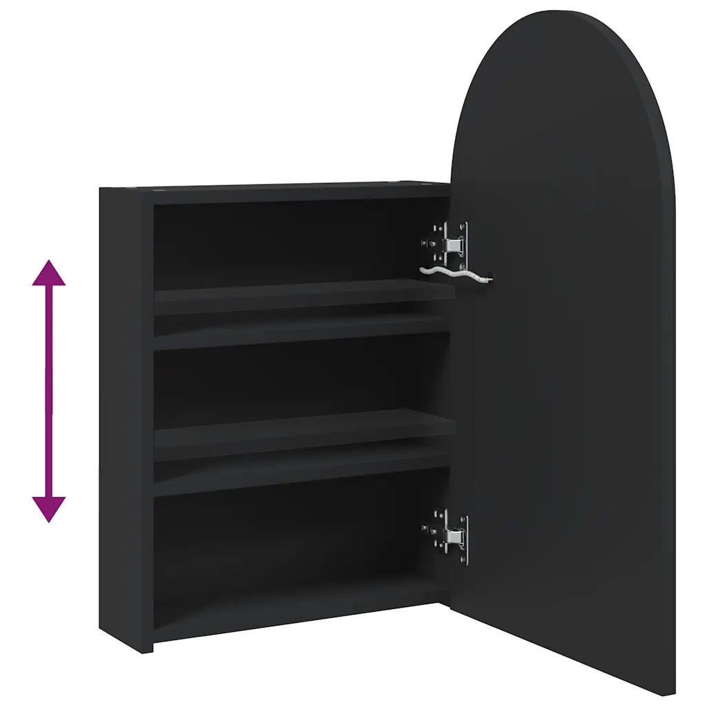 Armadietto Bagno | Armadio da bagno con Specchio e LED ad Arco Nero 42x13x70 cm